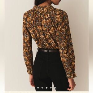 DOEN Juna Top in Noir Narcissus Floral, Size M